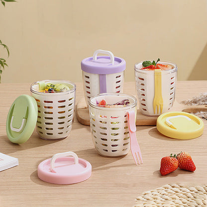 Multipurpose Portable Fruit Cup with Strainer & Fork