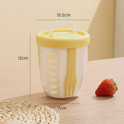 Multipurpose Portable Fruit Cup with Strainer & Fork