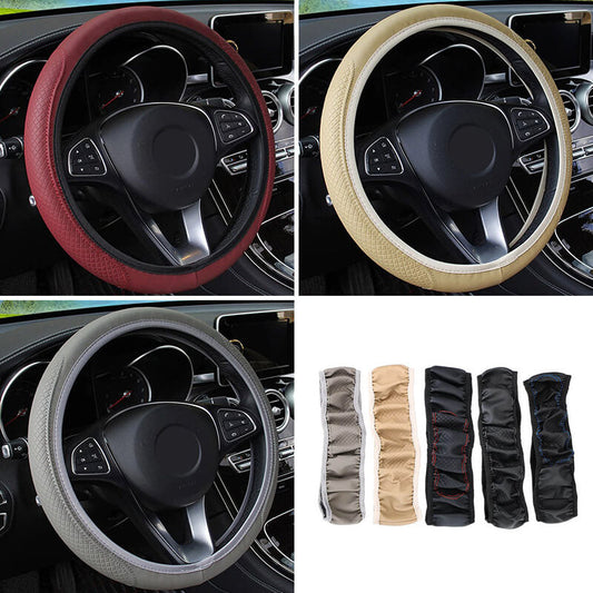 🔥Hot Sales🔥Leather steering wheel cover