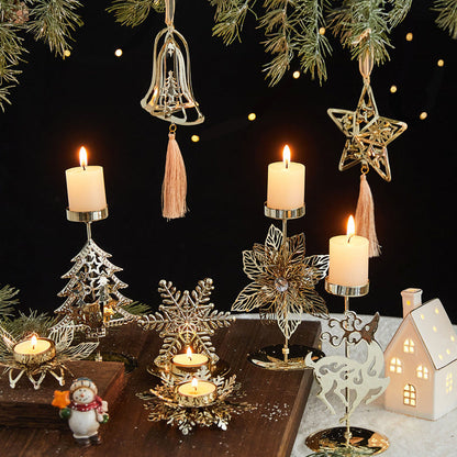 Vintage Metal Christmas Candle Holder 6-Piece Set