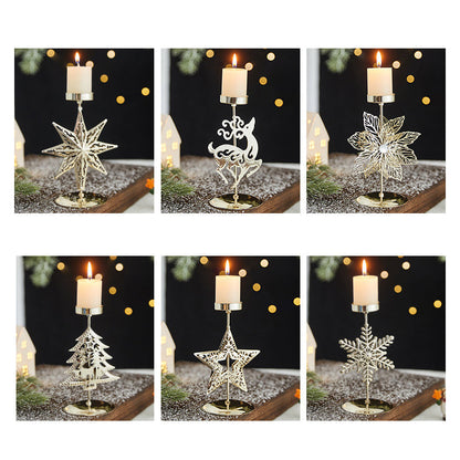 Vintage Metal Christmas Candle Holder 6-Piece Set