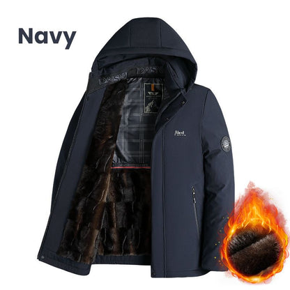 Best Gift - Men’s Padded Thermal Plush Parka Jacket with Removable Hood