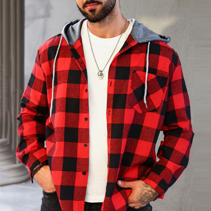 🔥60%OFF Christmas Sale🔥Men's Versatile Hooded Plaid Flannel Shirt - Buy 2 Get Free Shipping