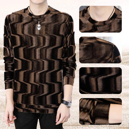 🔥60%OFF New Year Sale🔥Men's Round Neck Wave Print Long Sleeve Top