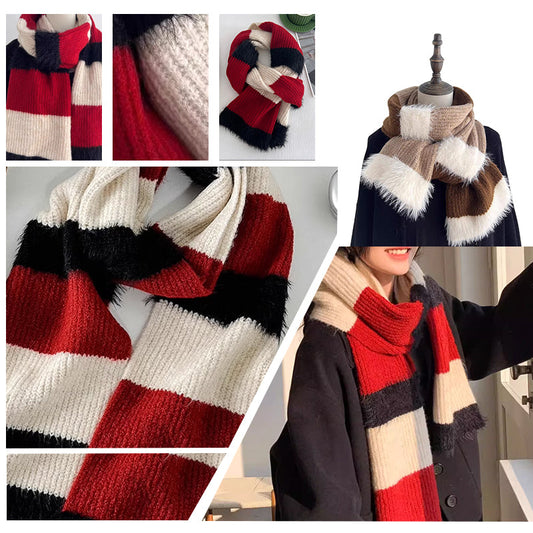 🔥60%OFF New Year Sale🔥Women's Knitted Fuzzy Color-Block Scarf - Buy 2 Get Free Shipping