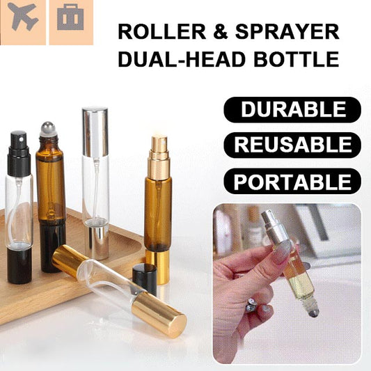 4PCS 10ml Essential Oil Roller Sprayer Dual-head Bottle